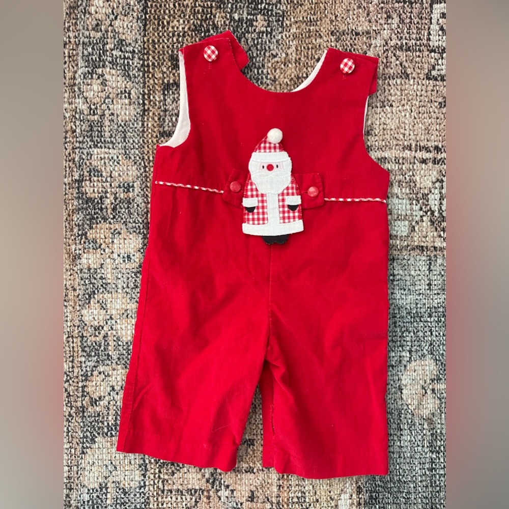 Funtasia too christmas red romper size 6 months Jon Jon Santa Claus appliqué